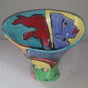 Suzy Birstein colourful ceramic art bowl